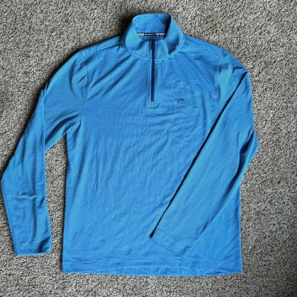 Men’s Southern Tide Cruiser Micro-Stripe Heather Quarter Zip - Picture 2 of 6